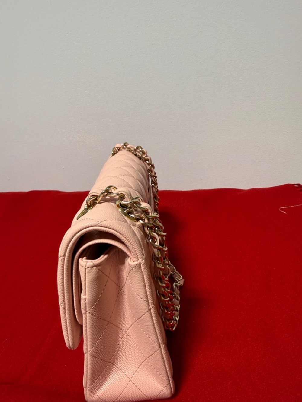 Quilted Shoulder caviar  medium  Bag in Soft Pink with Gold Hardware - Picture 5 of 9